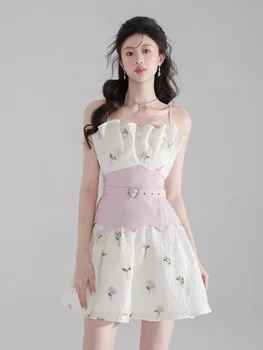 koreai édes nyári ruhák nőknek 2023 Új Hotsweet Slim Mini szexi ruha Francia elegáns divatparti köntös Femme Vestidos