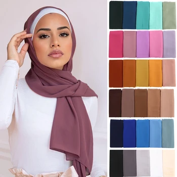 C.New S Muszlim sifon hidzsáb női hosszú fejpánt nőknek hidzsáb egyszínű női muszlim sál fátyol mez hidzsáb