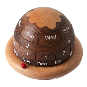 1Set Wooden Desktop naptár Dekor blokk naptár íróasztalhoz Örökasztal naptár Planet