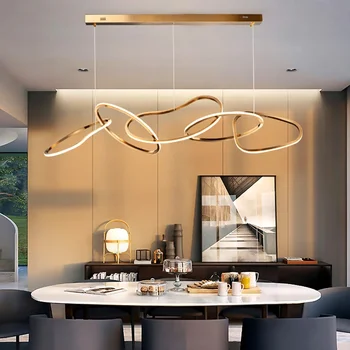 Modern gyűrűk függőlámpák Fekete és arany a nappalihoz étkező hálószoba mennyezeti csillár lámpák beltéri függő világítótest
