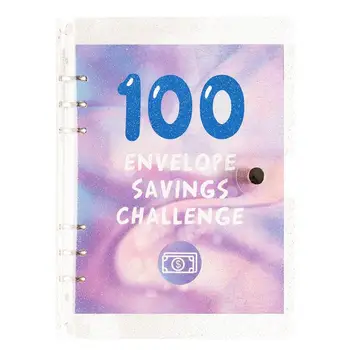 100 Boríték megtakarítási kihívás Binder A5 Pénzügyi tervező Költségvetés Tracker Laza levelű költségvetési könyv Vízálló hordozható adóssághoz