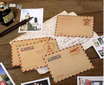 10 db/tétel Retro képeslap levél Mini ajándék boríték Helyhez kötött tároló Barna nátronpapír Vintage boríték kb. 9,6 * 7,3 cm