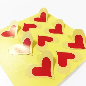 90 db/lot aranyos piros szív alakú nátronpapír pecsétmatrica kézzel készített termékekhez / újévi ajándékcsomag címke