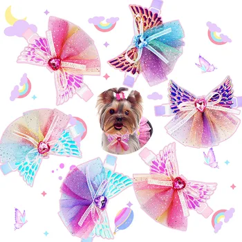 60PCS Divat Aranyos kutya csokornyakkendő Csipke hercegnő szoknya csokornyakkendő kiskutyának Brithday Party kutyák Háziállatok ápolása Kutya kiegészítők