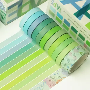 11 db/készlet Alap egyszínű Washi szalag színes maszkolószalag Napló Scrapbook Dekoratív ragasztószalag matrica Ajándék írószerek