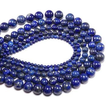 1 szál/lo Természetes kő Lapis Lazuli Gyöngy kerek laza távtartó Gyöngyök 4 6 8 10 12mm DIY karkötő nyaklánc ékszerkészítéshez