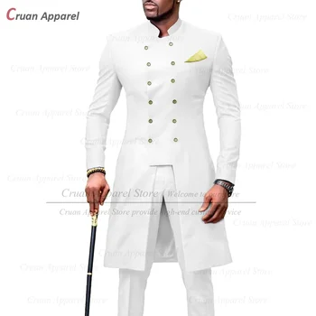 2023 Új öltönyök férfiaknak Slim Fit afrikai üzleti esküvői szmokingok Személyre szabott divat álló gallér blézer nadrág 2 részes készlet