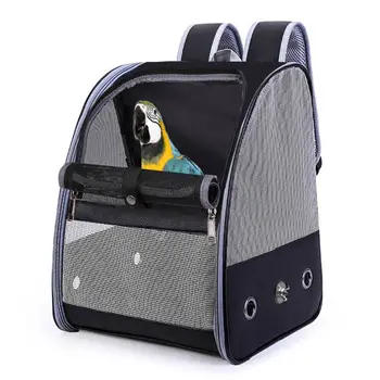 Bird Cage lélegző hordozó hátizsák összecsukható könnyű kültéri utazás többcélú PU hálós kisállat papagáj papagáj táska