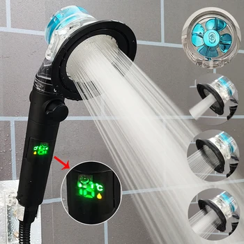 Digitális hőmérséklet-kijelző zuhanyfej 3 mód Nagy áramlású nagynyomású zuhanyfej masszázs esőzuhany Fürdőszoba kiegészítők