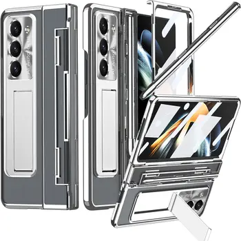 Kompatibilis S Pen tok Samsung Galaxy Z Fold 5 készülékhez zsanérvédelemmel és tolltartóval,4 az 1-ben teljes lefedettségű állvány képernyő