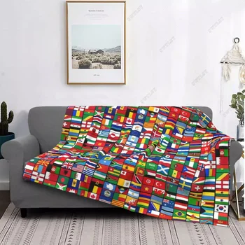 A világ zászlaja Takarók gyapjú Summer Freedom Globe többfunkciós szuper meleg takaró kanapéhoz Utazási paplan Queen méret