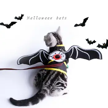 Macska denevér szárnyak pórázzal Kisállat kutya macska Halloween jelmez cica ruházat denevérszárnyak kisállat kellékek Macska cosplay kellékek