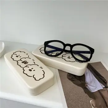 Fehér Aranyos Egyszerű esésgátló Kényelmes rövidlátás szemüveg tok Medve szemüveg tok Tároló doboz Szemüveg doboz Diák