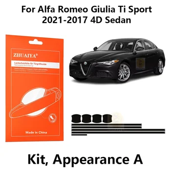 ZHUAIYA ajtóélvédők Kilincs csésze festékvédő film TPU PPF az Alfa Romeo Giulia Ti Sport 2021-2017 4D szedánhoz
