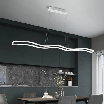 Modern függőlámpa LED csillárok Lámpák mennyezeti fény hullám alakú asztal étkező konyha beltéri otthoni hosszú függő lámpatest