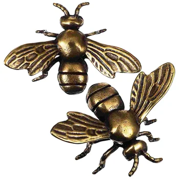 2 db Méh dekorációk Méh dísz Sárgaréz figura Hamis méhek Fém díszek Asztali figurák Lakberendezés