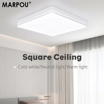 MARPOU 48W nagy teljesítményű mennyezeti lámpa Room Square-hez Modern beltéri lámpák 110/220V hideg fehér meleg fehér semleges fehér fény