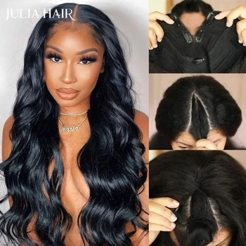 Julia Hair Beginner Friendly V Part Body Wave parókák ragasztó nélkül Nincs kihagyás és nincs varrás az emberi hajban Parókák Flash akció nőknek