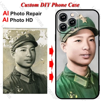 AI régi fotójavító barkácstok iPhone 13 12 11 Pro Max Mini XS X XR 7 8 Plus SE 2020 6S tokok egyedi Ai Picture HD tok tok Funda
