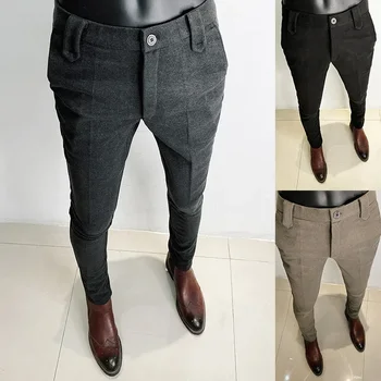 Hot Sales Men nadrág Slim Fit Men 2023 Tavaszi alkalmi nadrág Streetwear Férfi Kiváló minőségű fekete szürke ruha öltöny nadrág