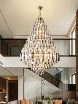 Luxus Design nappali csillár Grand Crystal függőlámpa Villa Hall Light Duplex Building Hotel Lobby Restaurant Lamp