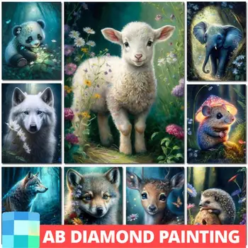 Új érkezés AB fúró gyémánt festmény Imádnivaló állatok Teljes gyémánt mozaik hímzés akció Bárány elefánt strassz képek