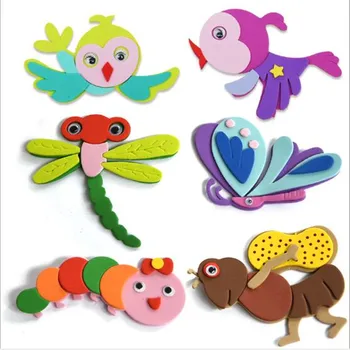 4db/lot DIY rajzfilm állatok 3D művészet EVA hab falmatricák Dekor Kézművesség gyerekeknek Gyerekek Korai tanulás Oktatás Kirakós játékok