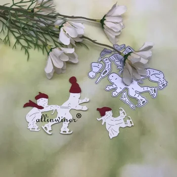 Karácsonyi korcsolyázó gyerekek Fémvágó szerszámok barkácsoláshoz Scrapbooking Album Papírkártyák Dekoratív kézművesség Dombornyomás Stancolások