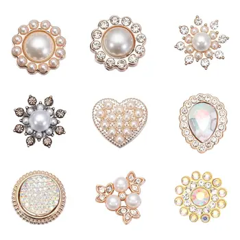10DB strassz gyöngy gombok Csillogó kristályvirág Kalap Fejfedő kiegészítők Hajtűk Dekorációs ruhák Varróeszközök DIY