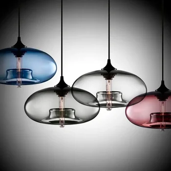 Nordic Modern függő színű üveg csillogó függőlámpa Ipari dekorációs lámpák Lámpatestek konyhai szoba Étterem Loft Light