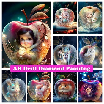 Apple Fantasy Animal 5D DIY AB gyémánt festmény keresztöltéses strasszok Új 2023-as táj mozaik hímzés Lakberendezés Gyerek ajándék