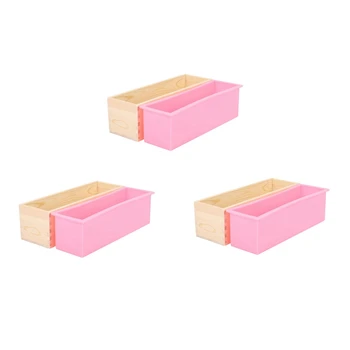 3X 1200G DIY szappan fa szappanforma doboz szilikon bélés téglalap alakú kenyér örvénylő szappanforma eszköz DIY szappan gyertya forma