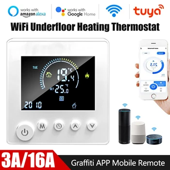 Tuya WiFi intelligens termosztáthoz elektromos padló / fűtés víz / gázkazán hőmérséklet-szabályozó a Google Home Yandexhez