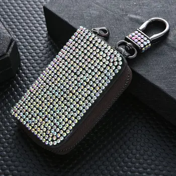 kulcstartóval Védőhéj Autós kulcs kiegészítők gyémánt berakásos kulcstáska cipzáras kulcstáska kulcsok Rendező gyémánt kulcstok