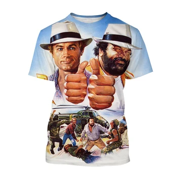 Terence Hill Bud Spencer pólók 3D nyomtatás Férfi Nő Divat Alkalmi póló Streetwear Túlméretezett Harajuku Kids Top Pólók Ruházat