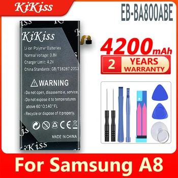 KIKISS 4200mAh EB-BA800ABE csere akkumulátor Samsung GALAXY A8 A8000 akkumulátorhoz A800F A800S A800YZ Ajándék eszközök Akkumulátor