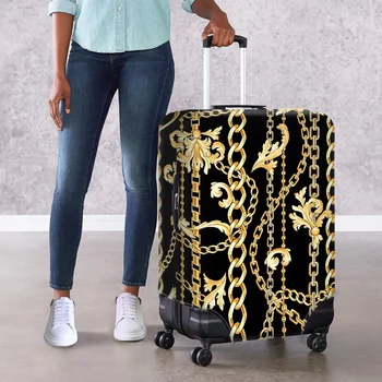 Fekete és arany csomagvédő rugalmas mosható nyújtható bőröndvédő Karcmentes utazóbőröndhuzat huzat 18-32 hüvelykes bőrönd
