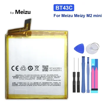 BT43C 2450mAh csere mobiltelefon akkumulátor Meizu Meizy Mei zu M2 mini M2mini BT 43C kiváló minőségű Smartphon akkumulátorokhoz