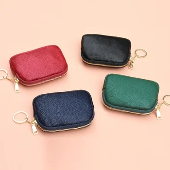 Táska Nő Egyszerű Mini pénztárca Egyszínű hordozható Marhabőr Lady Key táska Városi alkalmi kis pénztárca hordozható