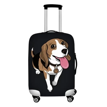 Aranyos Beagle kisállat kutya nyomtatás utazási poggyászvédő porvédők Fekete 18-32 hüvelykes bőröndhuzat Vízálló poggyászhuzatok