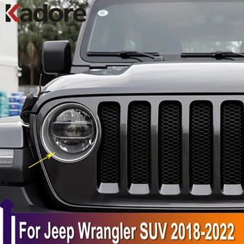 Jeep Wrangler SUV 2018 2019 2020 2021 2022 króm első fényszóró lámpa burkolat fényszóró keret külső tartozékok