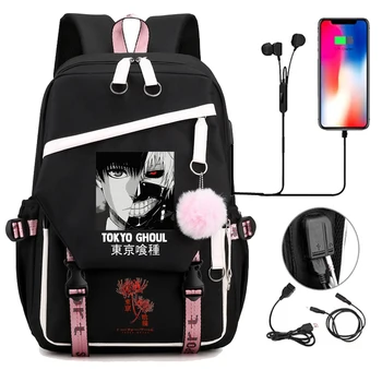 Anime hátizsák Tokyo Ghoul Chibi Kaneki laptop hátizsákok Travel School táskák Lányok fiú hátizsák főiskolai hallgatóknak Mochila