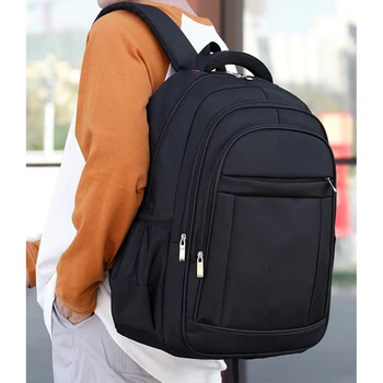 Black Casual férfi hátizsák Kültéri utazás Szabadidő Üzleti laptop táska Divat Nagy kapacitású diákok Iskolatáska Tömör hátizsák