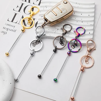 1Pc gyöngyös kulcstartó DIY gyöngyözhető, kézzel készített kulcstartók Rudak Barkácsolás Üresek Medál pénztárca Charm jelvény tekercs Ékszer kiegészítők